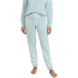 PJ Salvage Womens Pajama Jogger Pants Soft Lounge Snow Flake Light Blue L